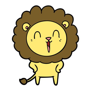 Aslan karikatür gülen vektör çizim