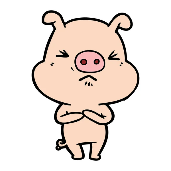 Vektor Illustration Der Karikatur Wütendes Schwein — Stockvektor