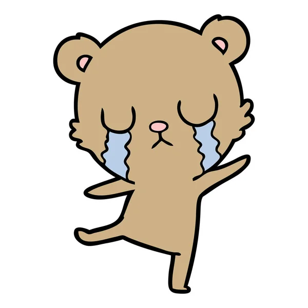 Chorando Urso Dos Desenhos Animados Fazendo Uma Dança Triste — Vetor de Stock