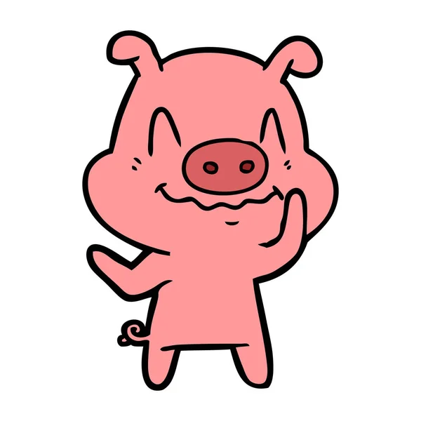 Illustration Vectorielle Cochon Dessin Animé Nerveux — Image vectorielle