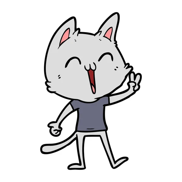 Lycklig Tecknad Katt Meowing — Stock vektor