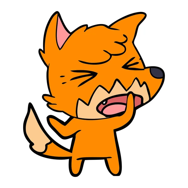 Vector Illustration Angry Cartoon Fox — Stock Vector