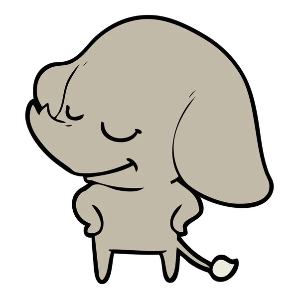 Vector Ilustración Dibujos Animados Elefante Sonriente — Archivo Imágenes Vectoriales