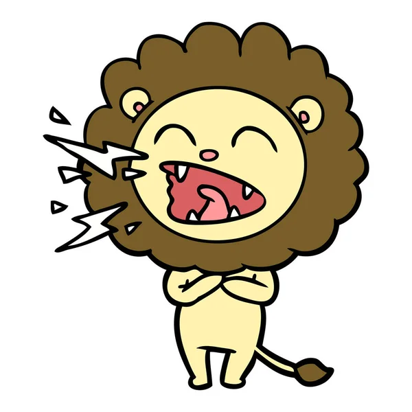 Illustration Vectorielle Lion Rugissant Bande Dessinée — Image vectorielle