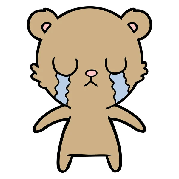 Vector Illustration Crying Cartoon Bear — Stock Vector