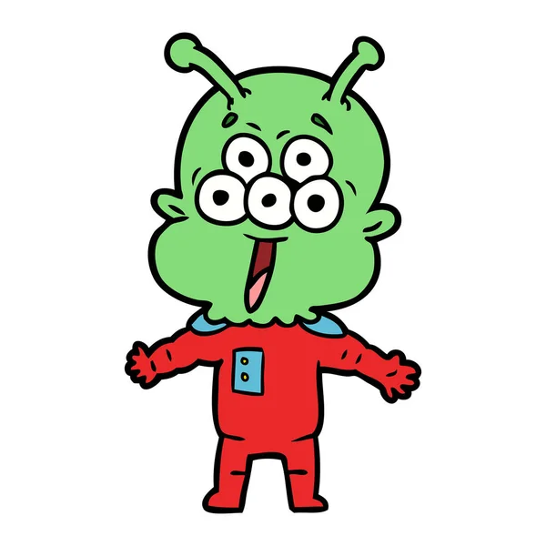 Ilustração Vetorial Feliz Cartoon Alien —  Vetores de Stock