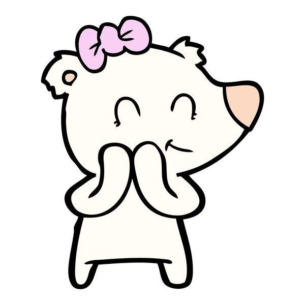 害羞的女性北极熊动画片 — 图库矢量图片