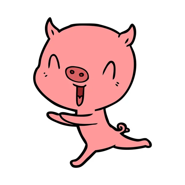 Векторная Иллюстрация Счастливой Мультяшной Свиньи — стоковый вектор