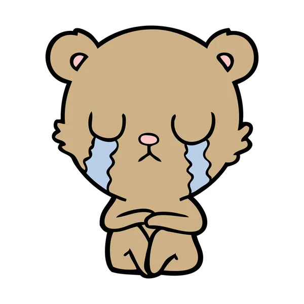 Vector Illustration Crying Cartoon Bear — Stock Vector