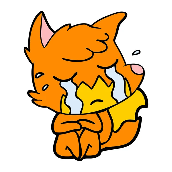 Tilki çizgi film ağlama vektör çizim