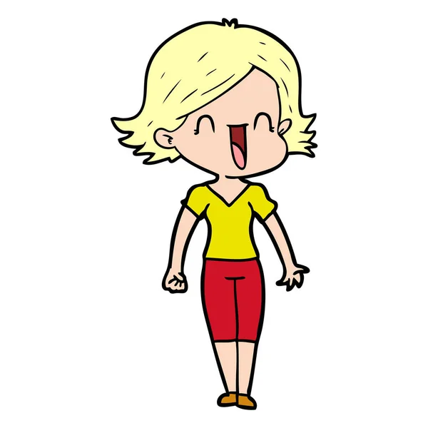 Vectorillustratie Van Cartoon Gelukkige Vrouw — Stockvector