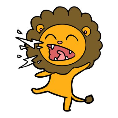 vektör çizim karikatür kükreyen aslan