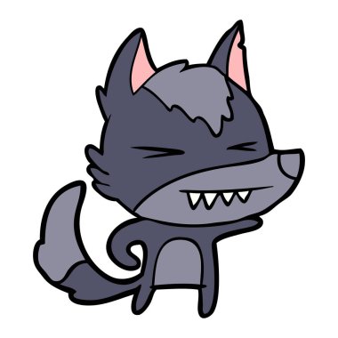 vektör çizim öfkeli wolf çizgi film