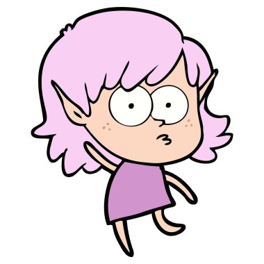 çizgi film elf kızı bakıyordu