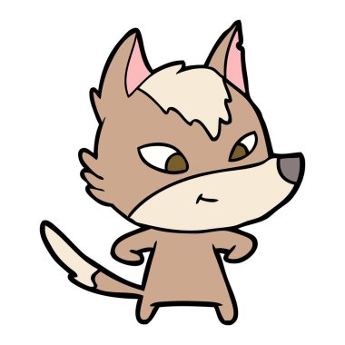 vektör çizim dostu karikatür kurt