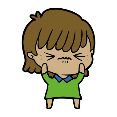 rahatsız çizgi film kız vektör çizim