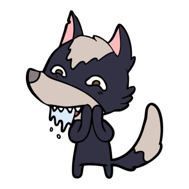 vektör çizim karikatür aç kurt