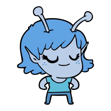 gülümseyen uzaylı kız çizgi film