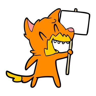 Tilki çizgi film gülen vektör çizim