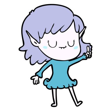 mutlu karikatür elf kızı