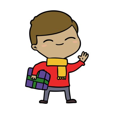 karikatür hediye ile boy gülümseyerek