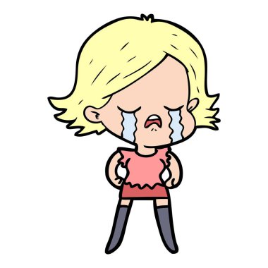 vektör çizim karikatür kız ağlıyor