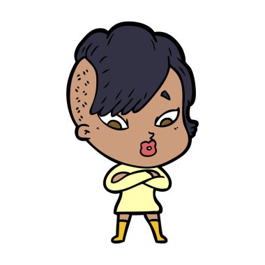 vektör çizim karikatür sürpriz kız