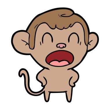 bağırarak karikatür maymun vektör çizim