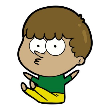 oturdu çizgi film çocuk bekliyor