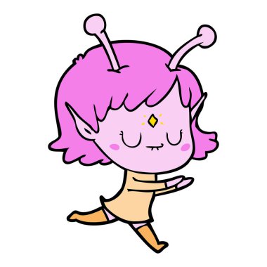 vektör çizim karikatür uzaylı kız