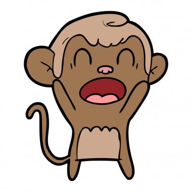 bağırarak karikatür maymun vektör çizim