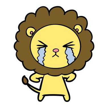 vektör çizim aslan ağlıyor çizgi film