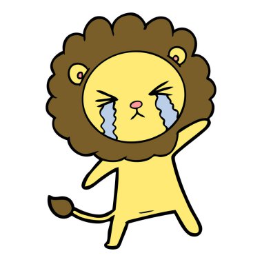 vektör çizim aslan ağlıyor çizgi film