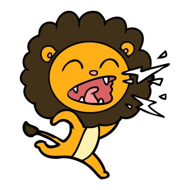 vektör çizim karikatür aslan çalıştıran