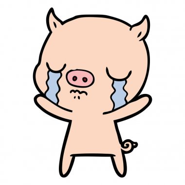 vektör çizim karikatür domuz ağlama