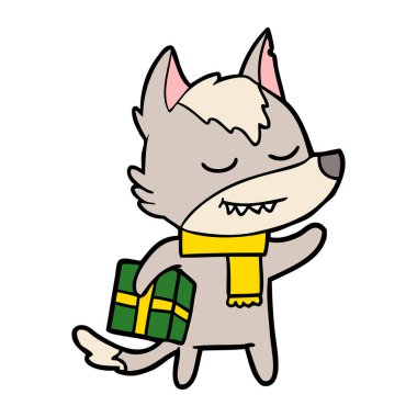 vektör çizim dostu karikatür kurt