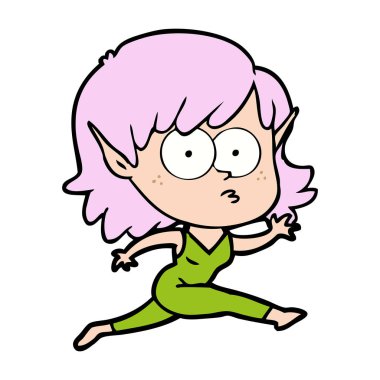 kaçan karikatür elf kız