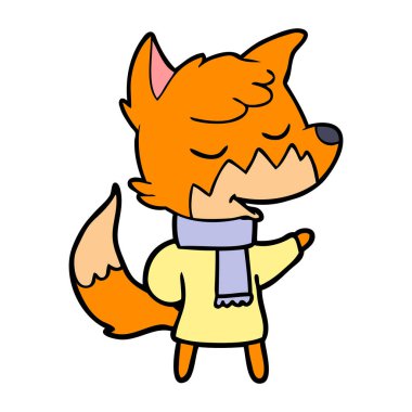 Dostu karikatür fox kış giysileri içinde