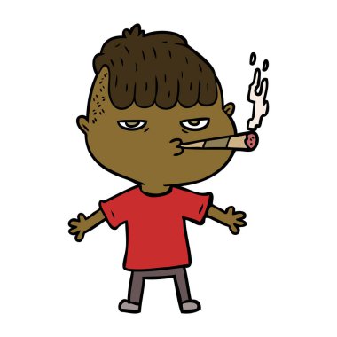 vektör çizim karikatür adam Sigara