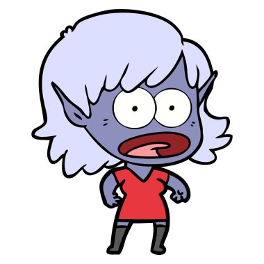 vektör çizim karikatür elf kız ağlıyor