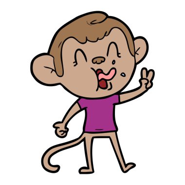 deli karikatür maymun vektör çizim