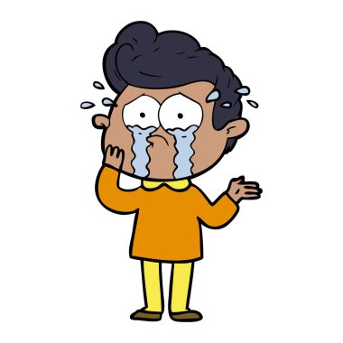 endişeli ağlayan adam çizgi film