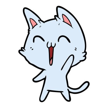 vektör çizim karikatür mutlu kedi
