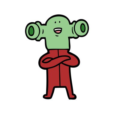 Dostu karikatür uzaylı vektör çizim