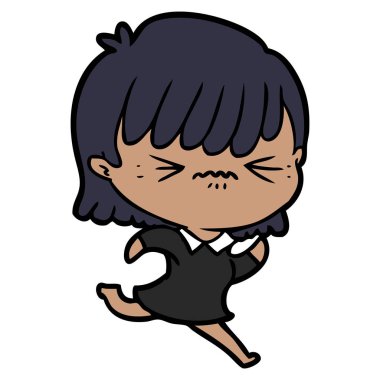 rahatsız çizgi film kız vektör çizim