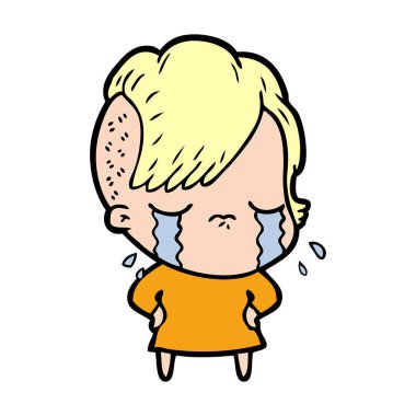 Ağlayan kızın vektör çizimi