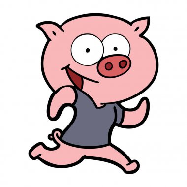 neşeli domuz karikatür vektör çizim