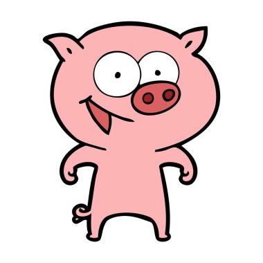 neşeli domuz karikatür vektör çizim