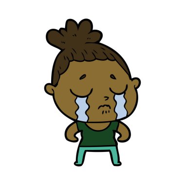 vektör çizim karikatür kadının ağladığını