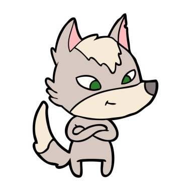 vektör çizim dostu karikatür kurt